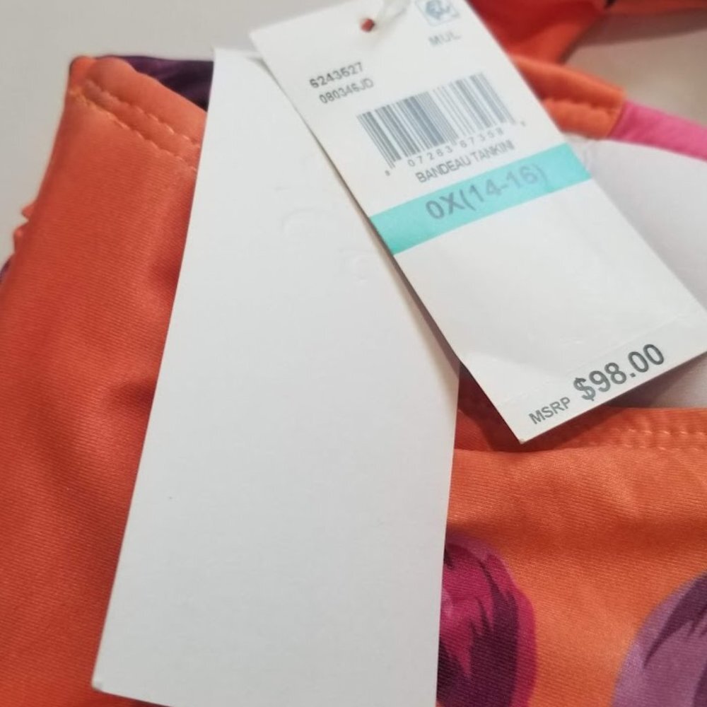 Becca Etc Plus Size in Full Bloom Printed Tankini Top 0X - Picture 6 of 10
